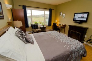 Come stay with us and book room #1 - it has a comfy Queen bed with flat screen tv and fireplace.